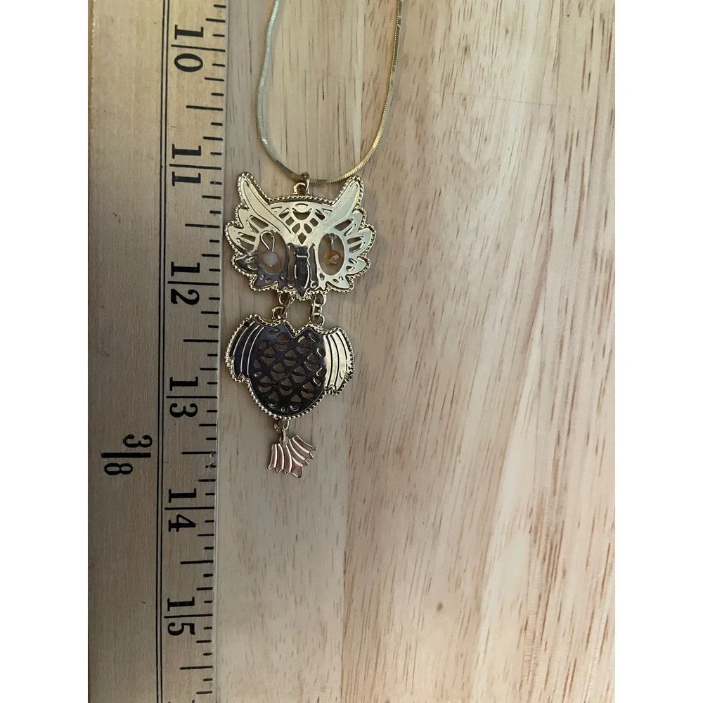 Danecraft Gold‎ Tone Sterling Silver Articulated Owl Pendant Necklace 18 Inch